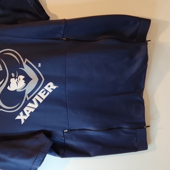 Nike Xavier Musketeers Dri-Fit Short Sleeve Long Neck Hoodie Men's Sz L EUC NICE - Picture 7 of 12